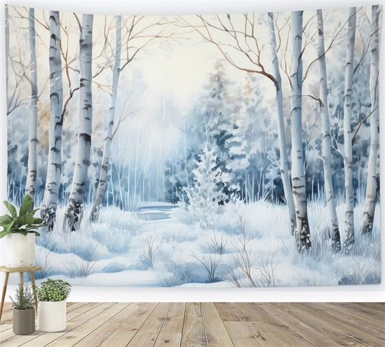 Winter Hintergrund Fotos Verschneiter Weg Birken Hintergrund BRP11-39