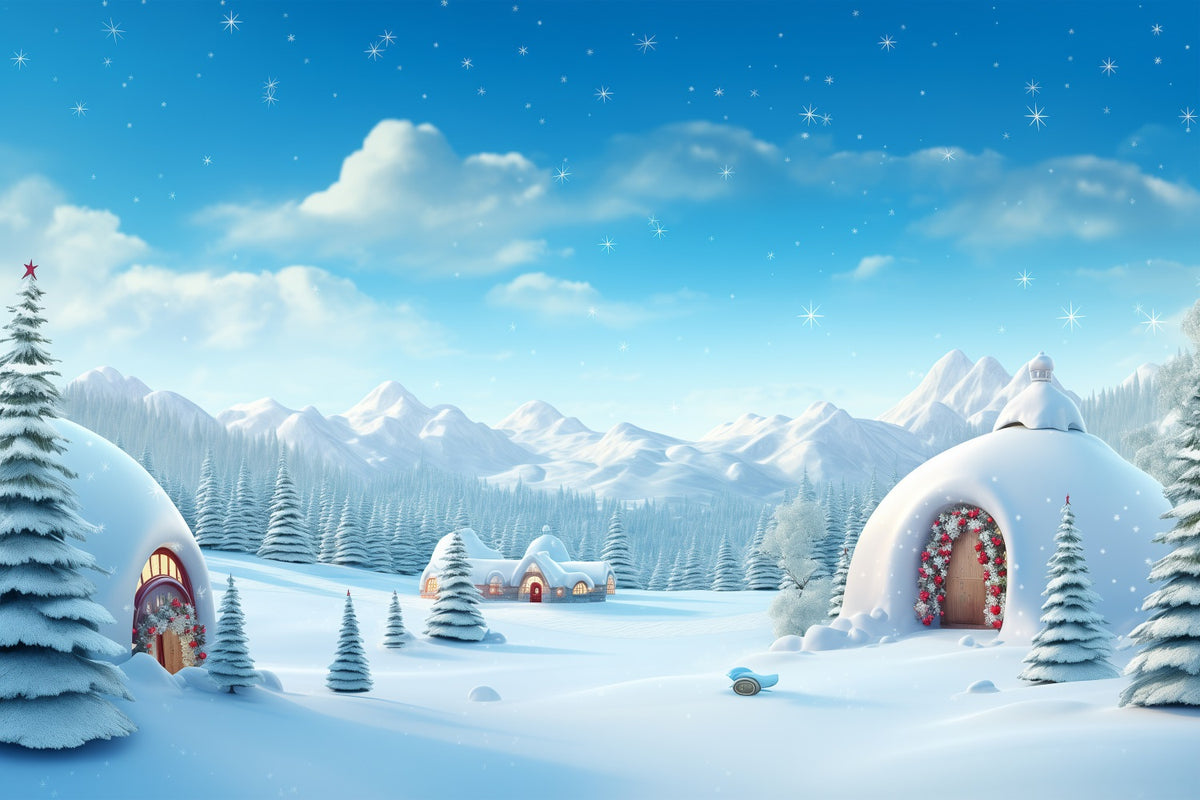 Winter Wonderland Hintergrund Igloos Snowy Peaks Hintergrund BRP11-48