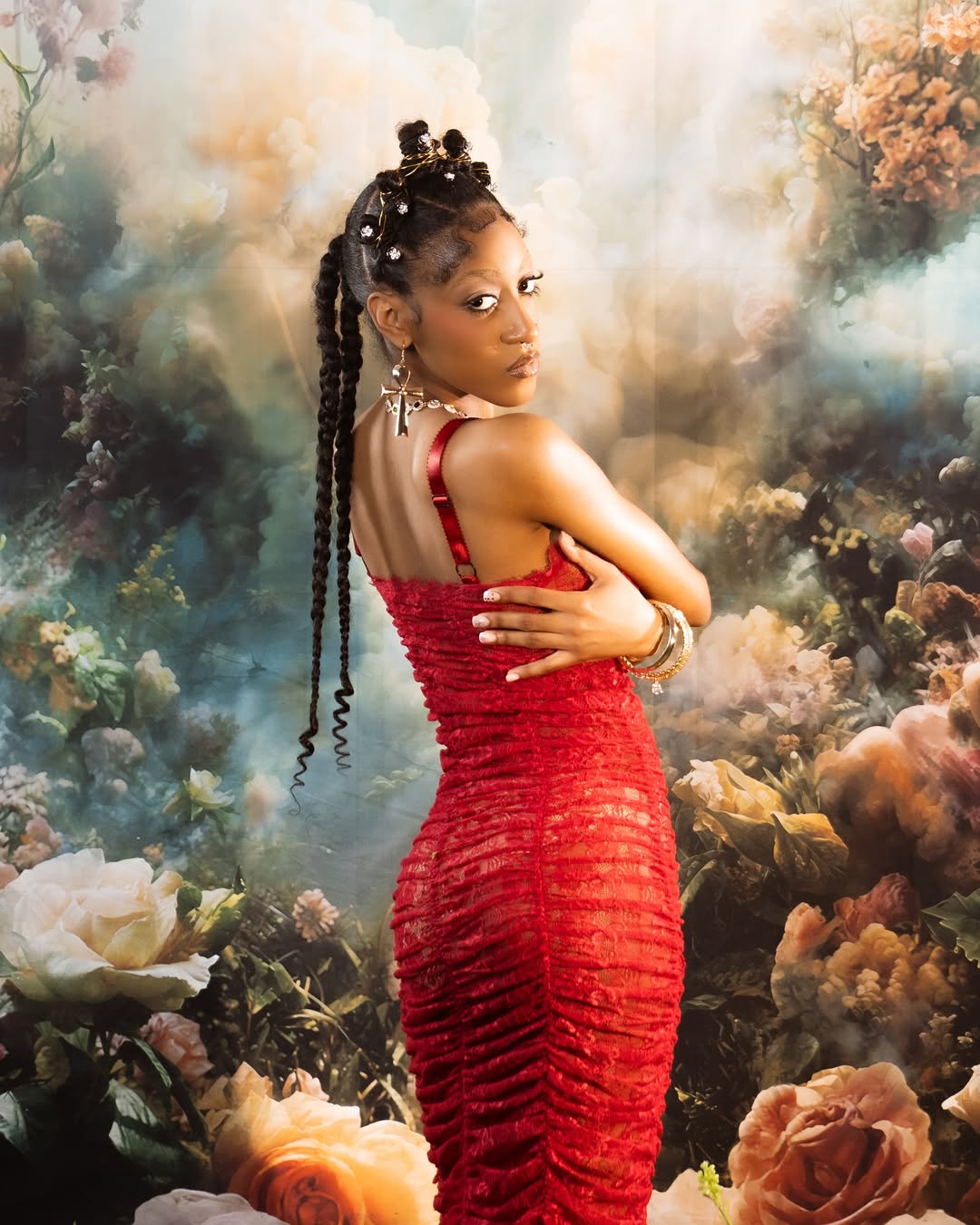 Vintage Fotografie Backdrop Blossoms Wrapped Soft Fog Backdrop BRP11-553