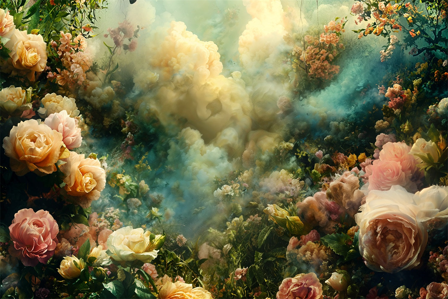 Vintage Fotografie Backdrop Blossoms Wrapped Soft Fog Backdrop BRP11-553