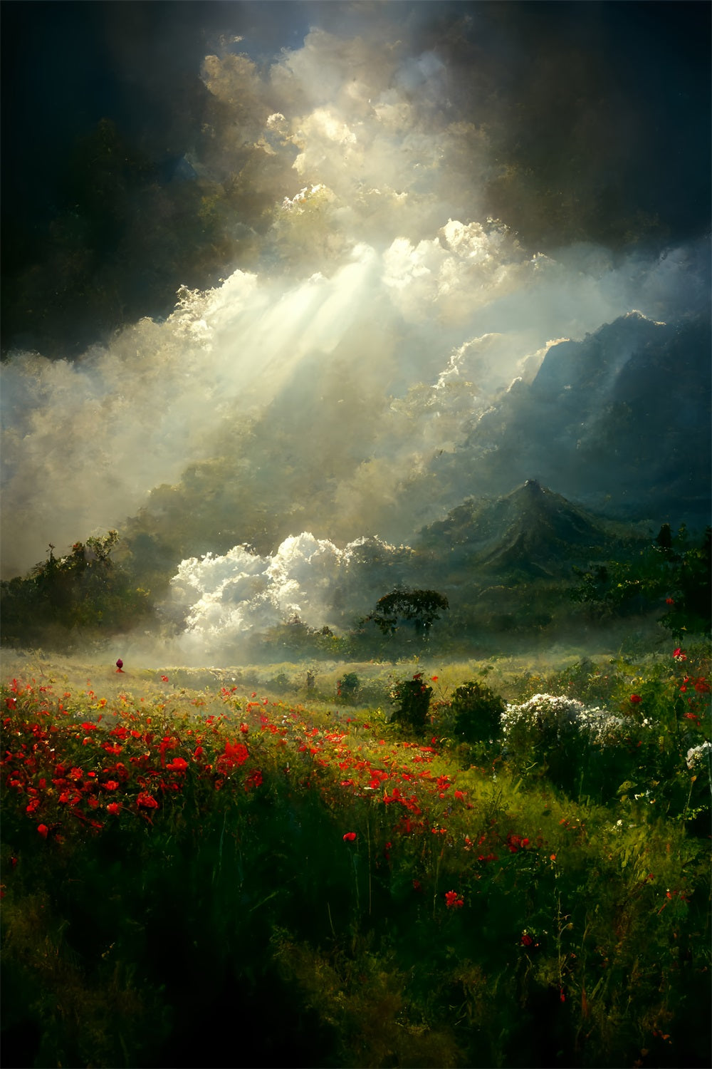Vintage Backdrops Majestätische Landschaft Himmlischer Lichtstrahl Backdrop BRP11-564