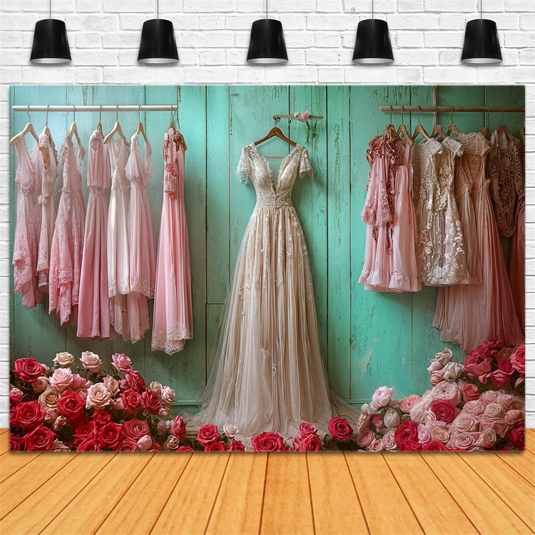 Vintage Backdrop Kleid Blumendekor Rosa Kleider Backdrop BRP11-568