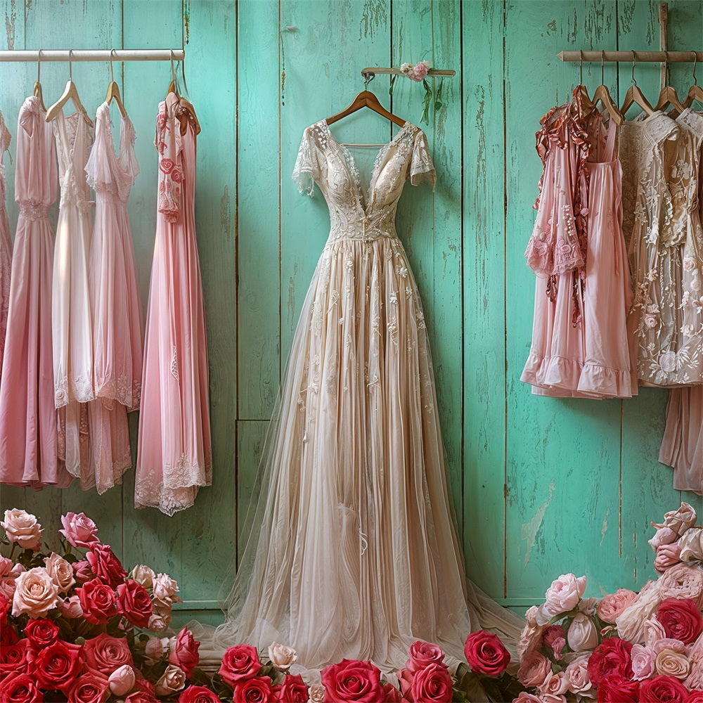 Vintage Backdrop Kleid Blumendekor Rosa Kleider Backdrop BRP11-568