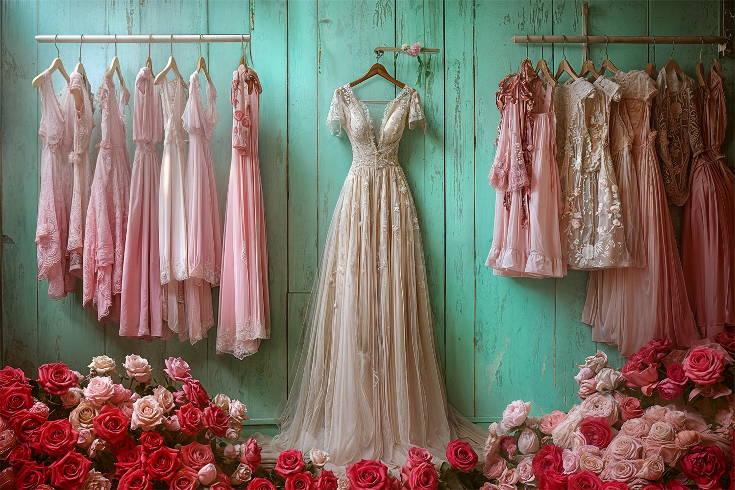 Vintage Backdrop Kleid Blumendekor Rosa Kleider Backdrop BRP11-568