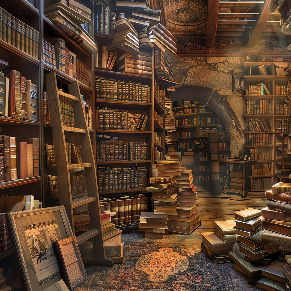 Backdrop Vintage Bibliothek Antike Buchsammlung Backdrop BRP11-569