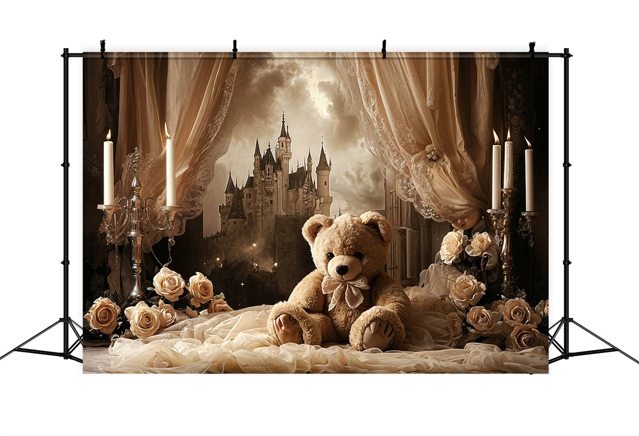 Vintage Fotokulisse Ideen Schloss Teddy Vorhang Hintergrund BRP11-583