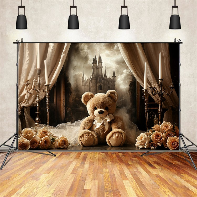 Vintage Backdrops Schloss Rose Teddy Vorhang Backdrop BRP11-584
