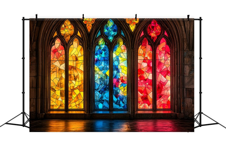Fotografie Vintage Backdrops Bunte Kirche Fenster Backdrop BRP11-585