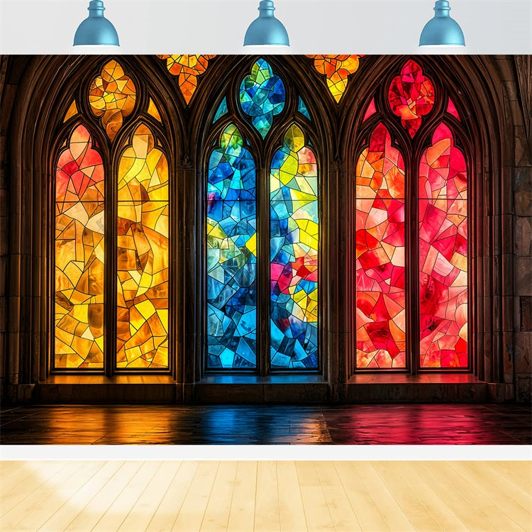 Fotografie Vintage Backdrops Bunte Kirche Fenster Backdrop BRP11-585