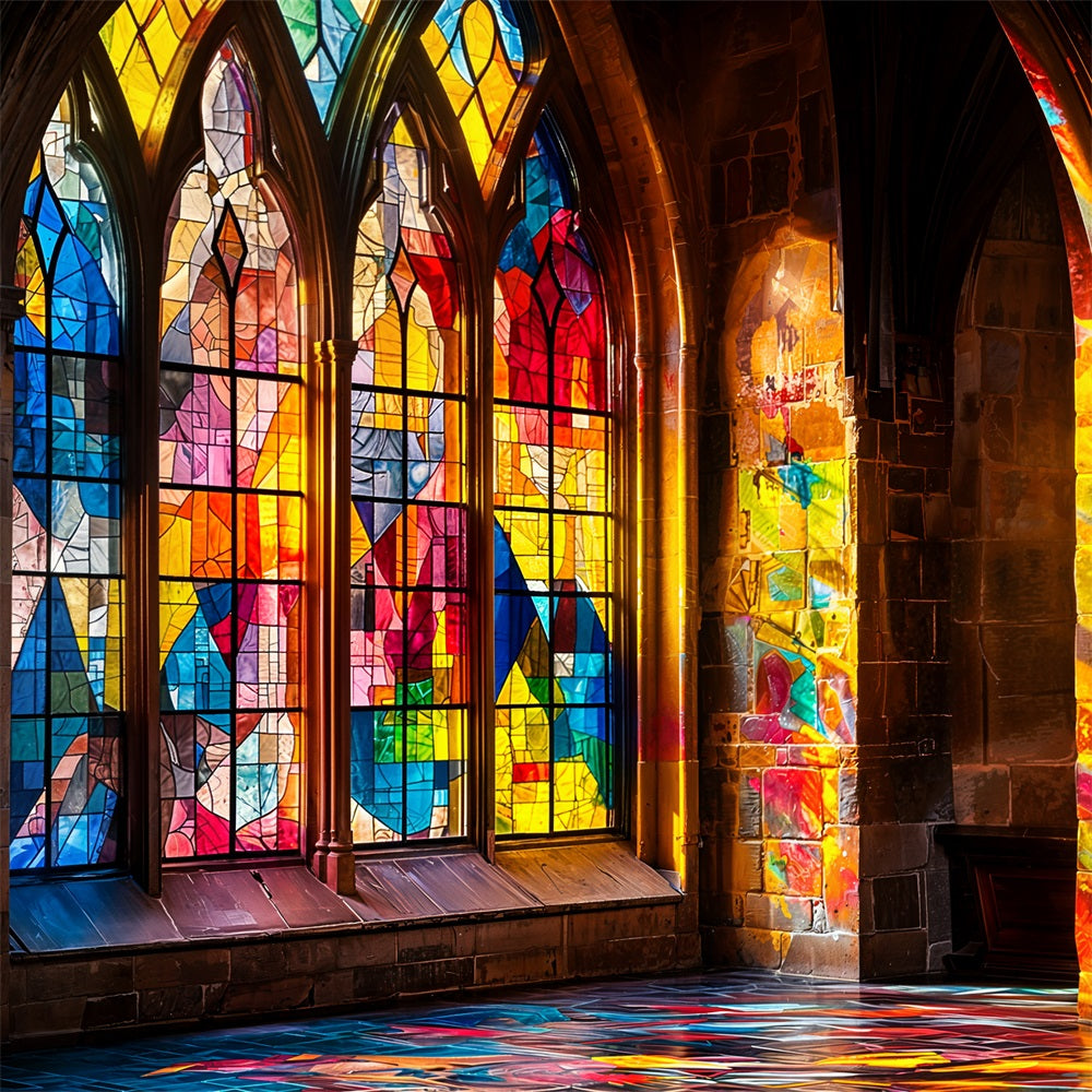 Vintage Backdrops Kirche Bunte Glasfenster Backdrop BRP11-586