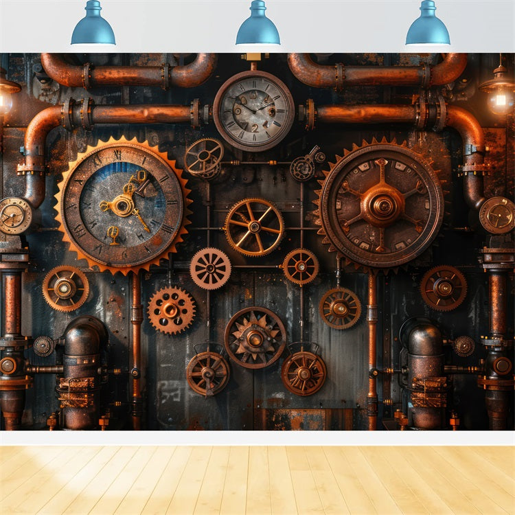 Fotografie Vintage Backdrop Steampunk Dekor Zahnräder Rohre Backdrop BRP11-597