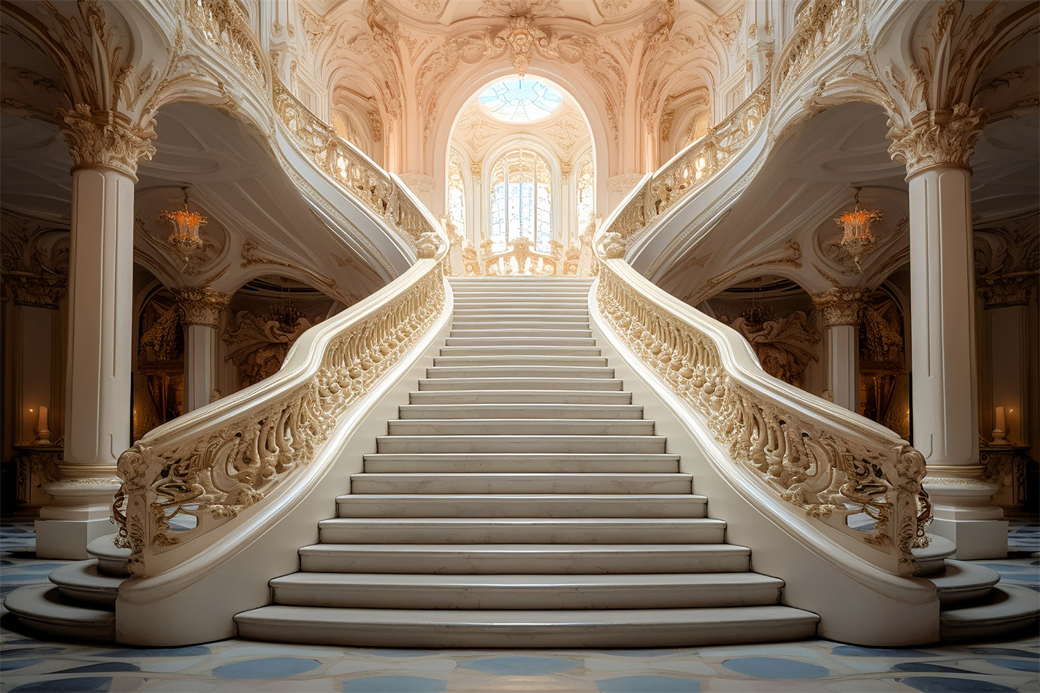 Backdrops Vintage Treppe komplizierte Schnitzereien Backdrop BRP11-598