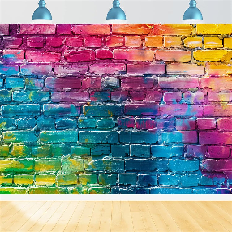 Graffiti-Fotohintergrund Bunt bemalter Backstein-Hintergrund BRP12-132