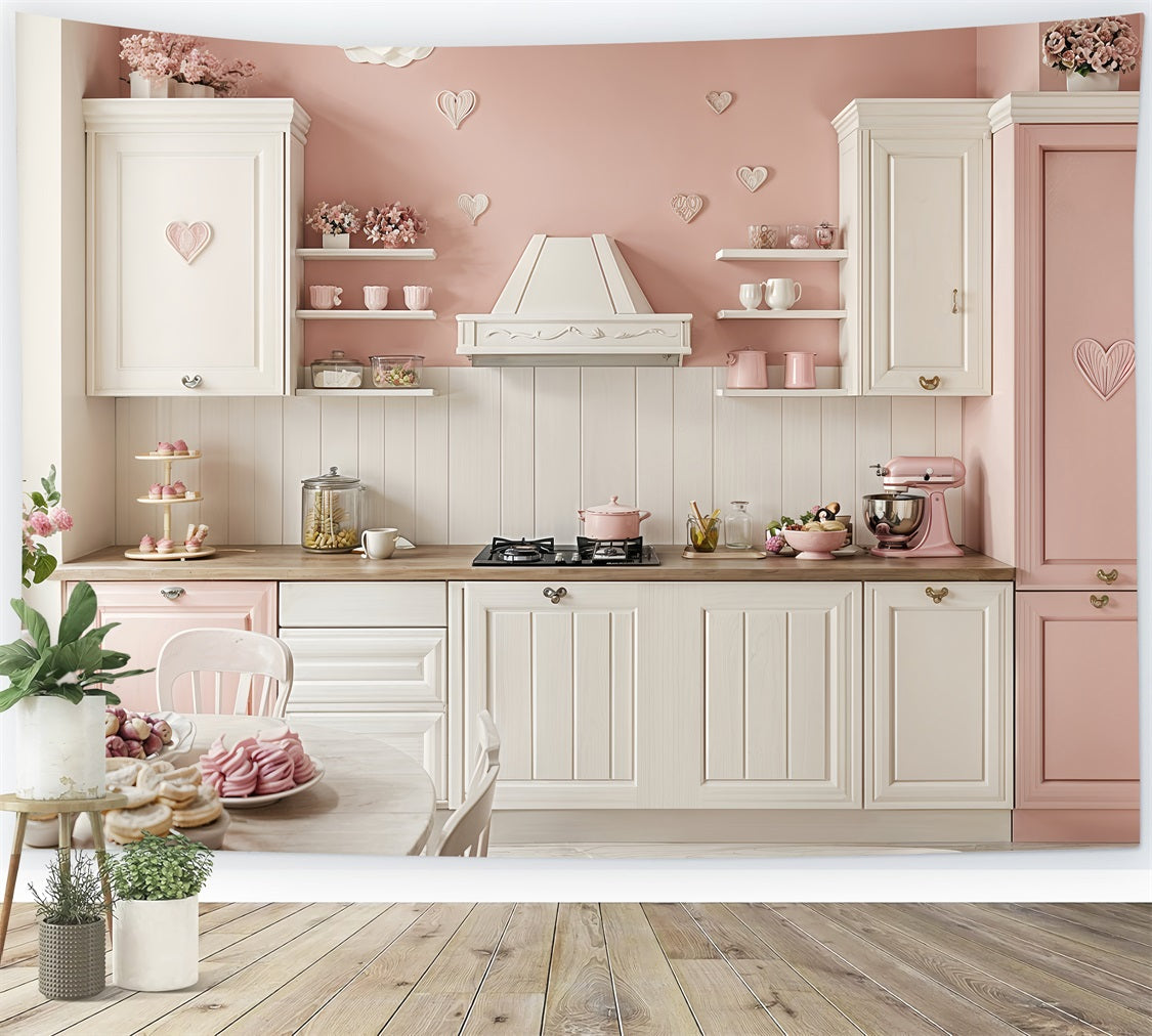Valentinstag Backdrop Rosa Weiß Küche Backdrop BRP12-240