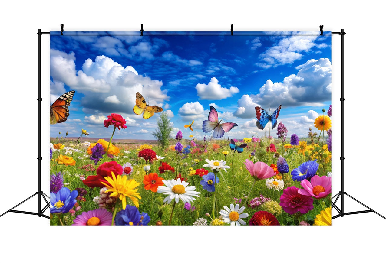 Florale Fotohintergründe Lebendige Blüten Schmetterlinge Hintergrund BRP12-531