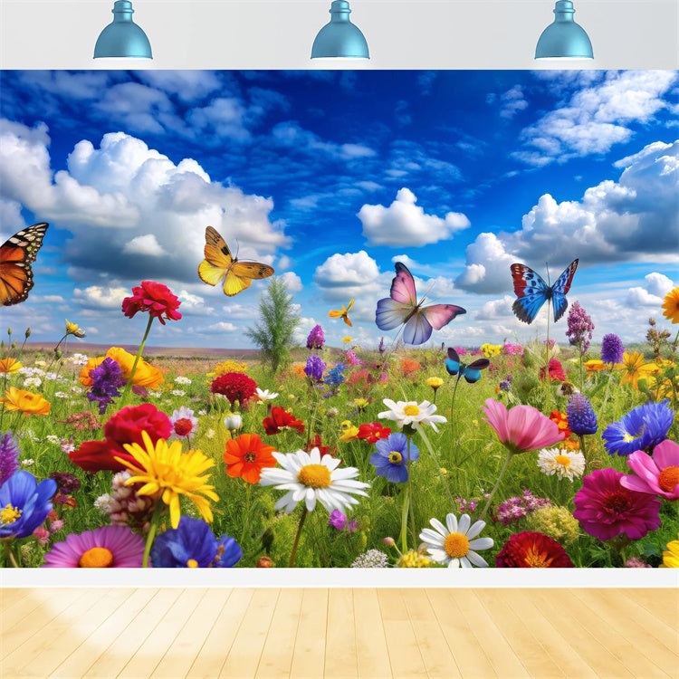 Florale Fotohintergründe Lebendige Blüten Schmetterlinge Hintergrund BRP12-531