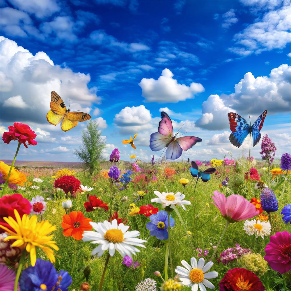 Florale Fotohintergründe Lebendige Blüten Schmetterlinge Hintergrund BRP12-531