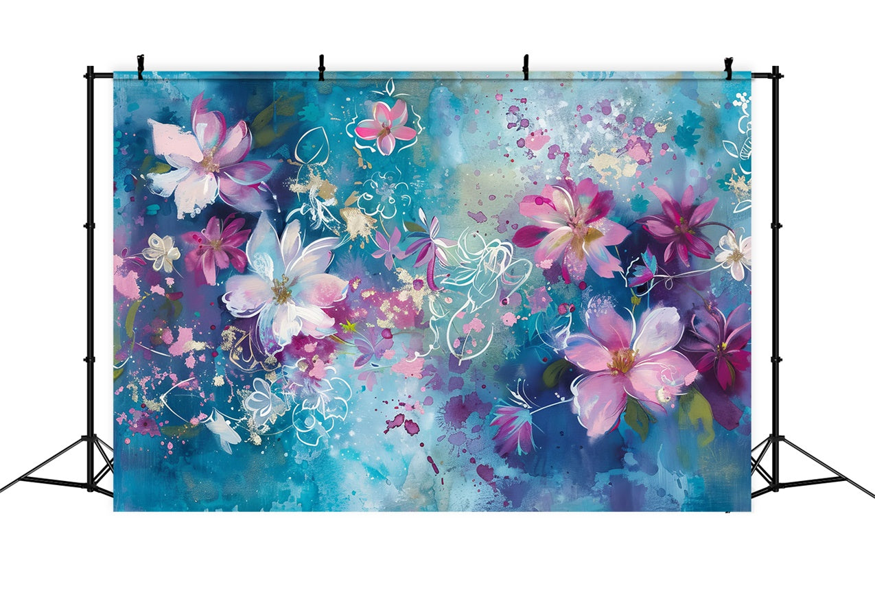 Floral Fotografie Backdrop Dreamy Blau Rosa Blütenblätter Backdrop BRP12-540