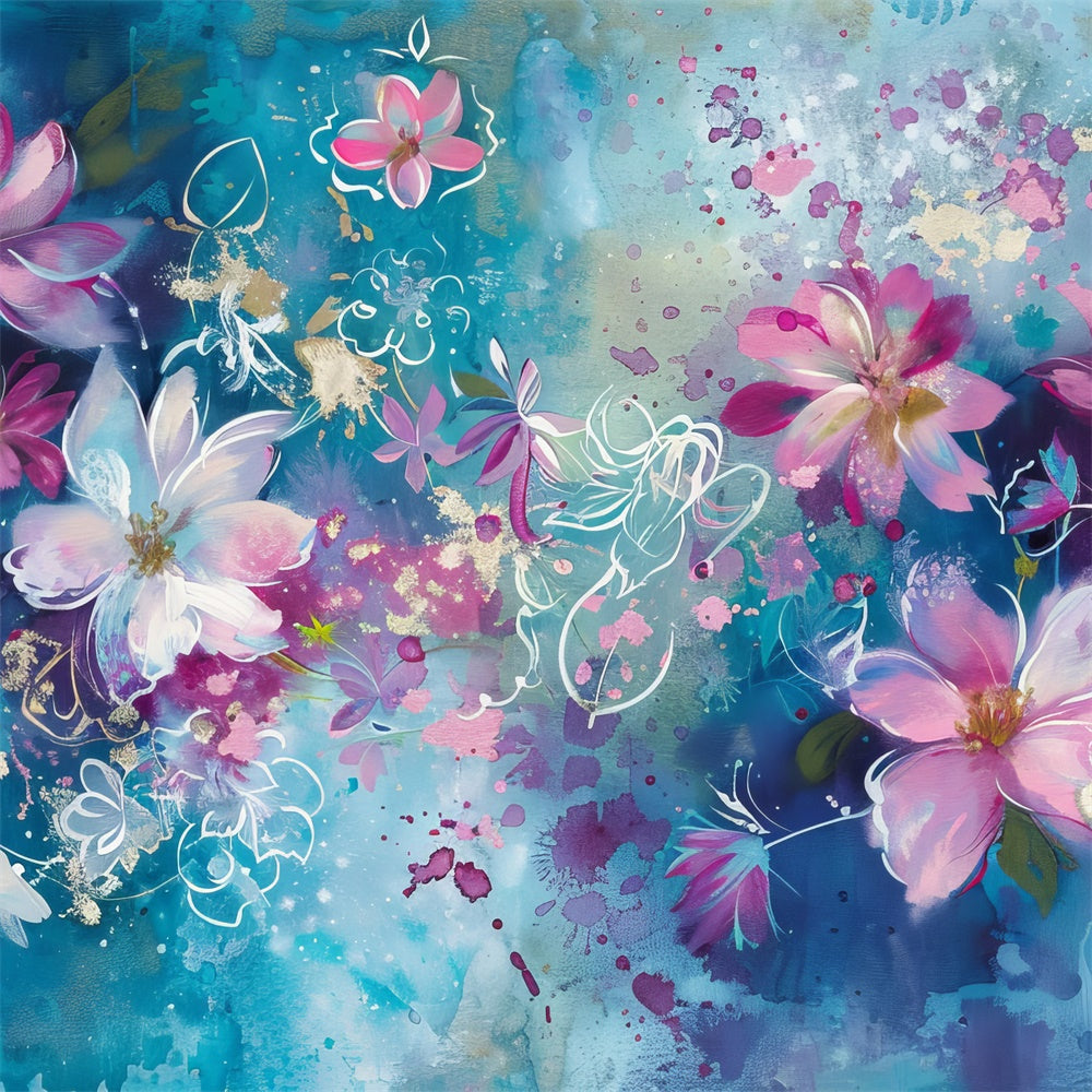 Floral Fotografie Backdrop Dreamy Blau Rosa Blütenblätter Backdrop BRP12-540