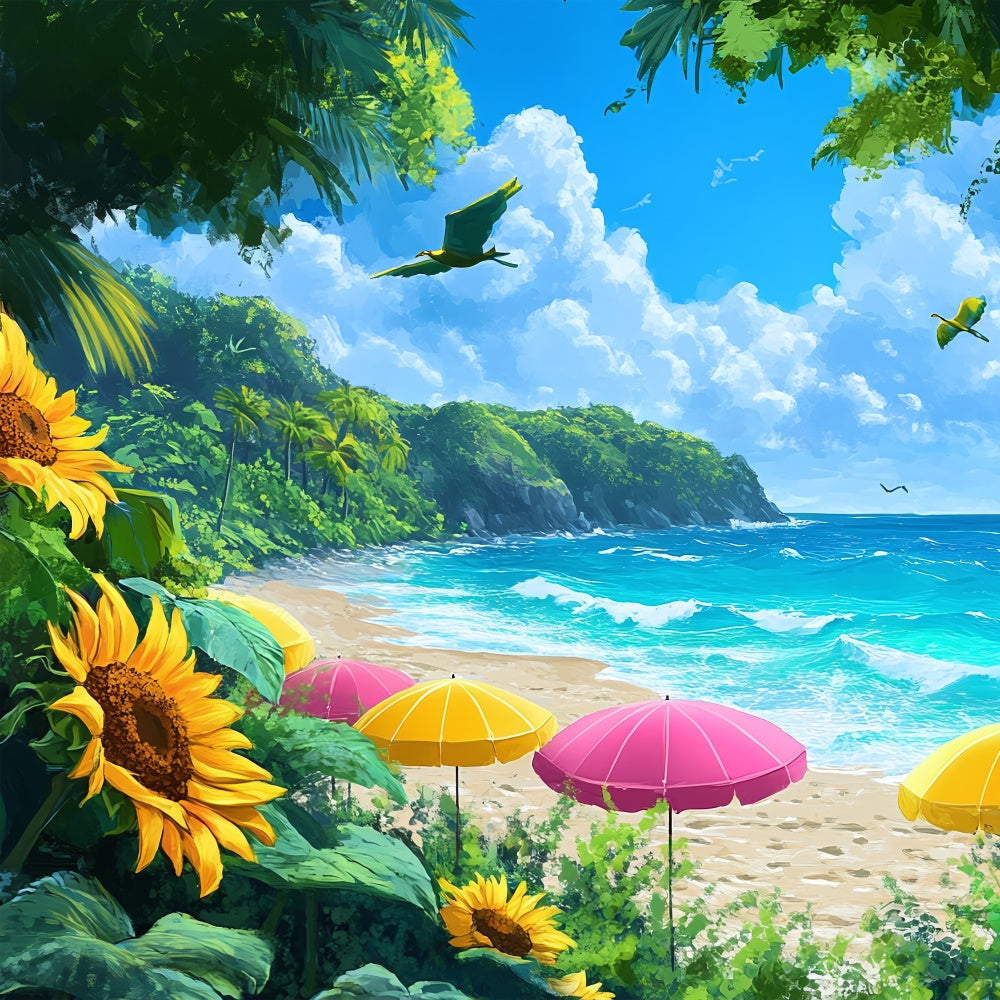 Blumige Fotokulisse Strand Sonnenblumenparadies Kulisse BRP12-546