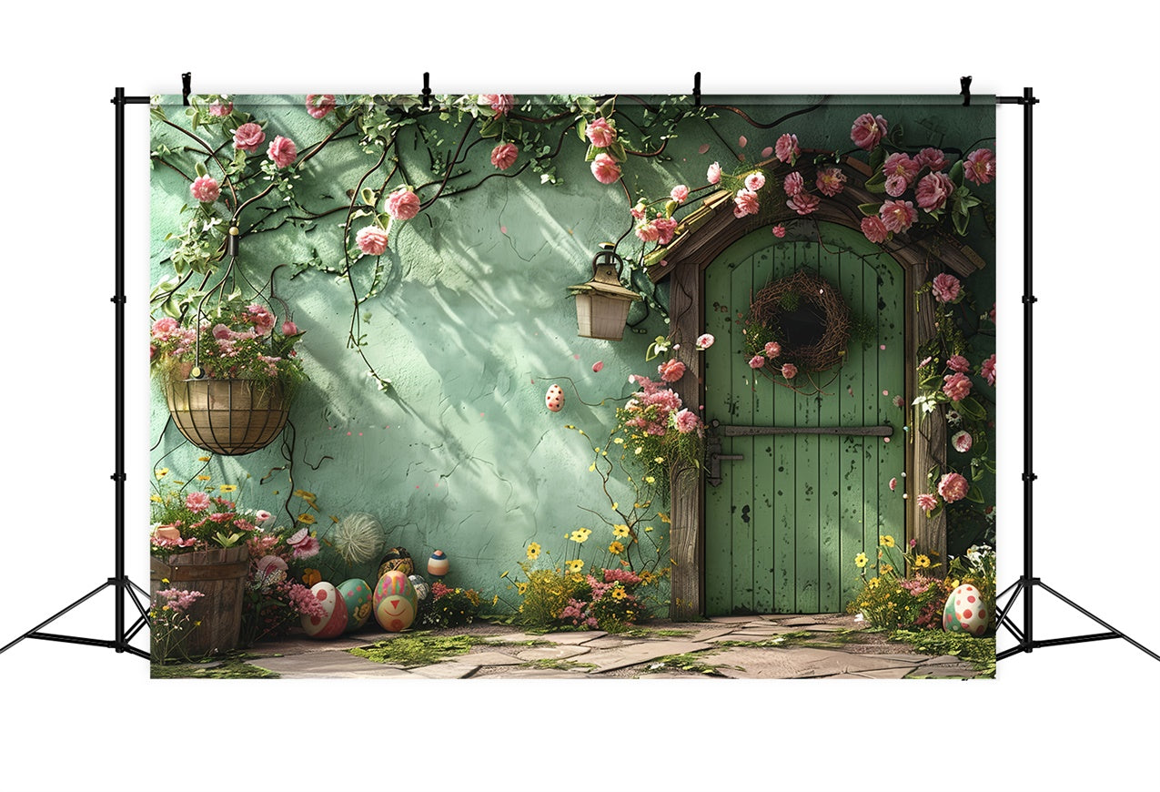 Backdrop mit Blumen Grüner Türkranz Backdrop BRP12-557