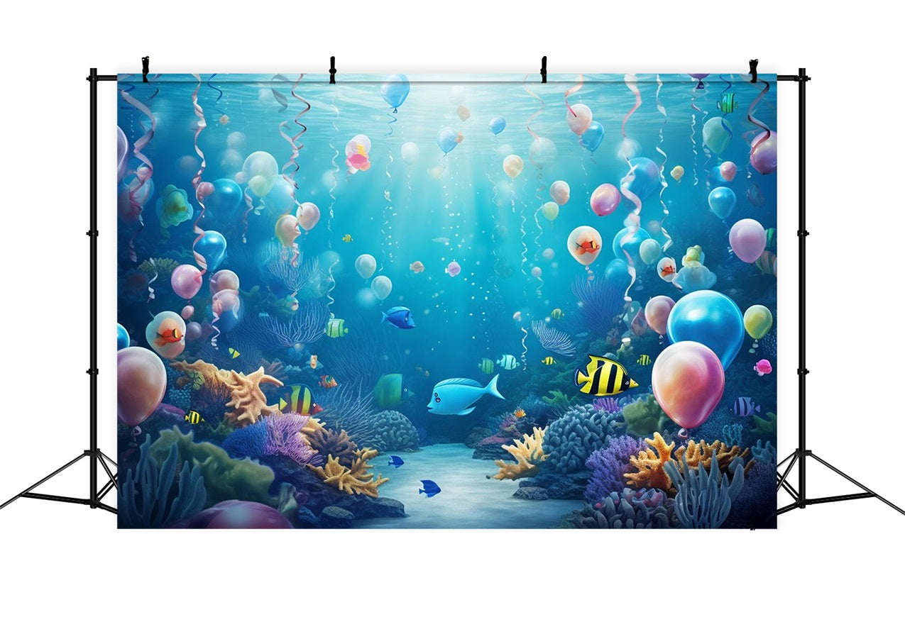 Backdrop Meerjungfrau Bunte Ballon Paradies Wasserpflanzen Backdrop BRP12-56