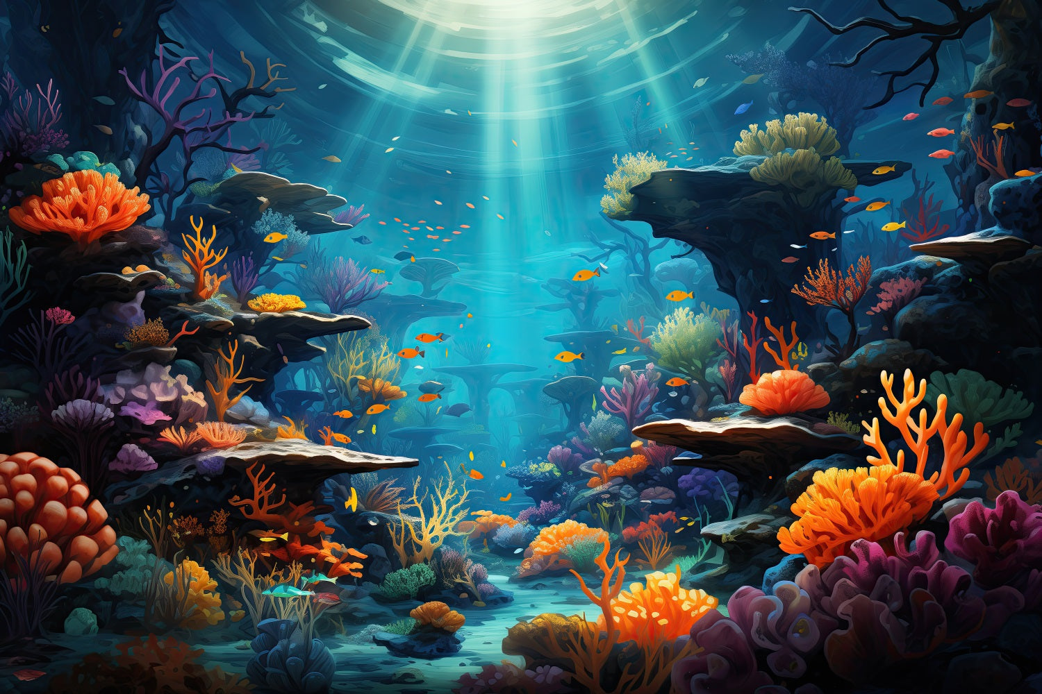 Backdrop Meerjungfrau Thema Vibrant Aquatic Gully Pflanzen Backdrop BRP12-60