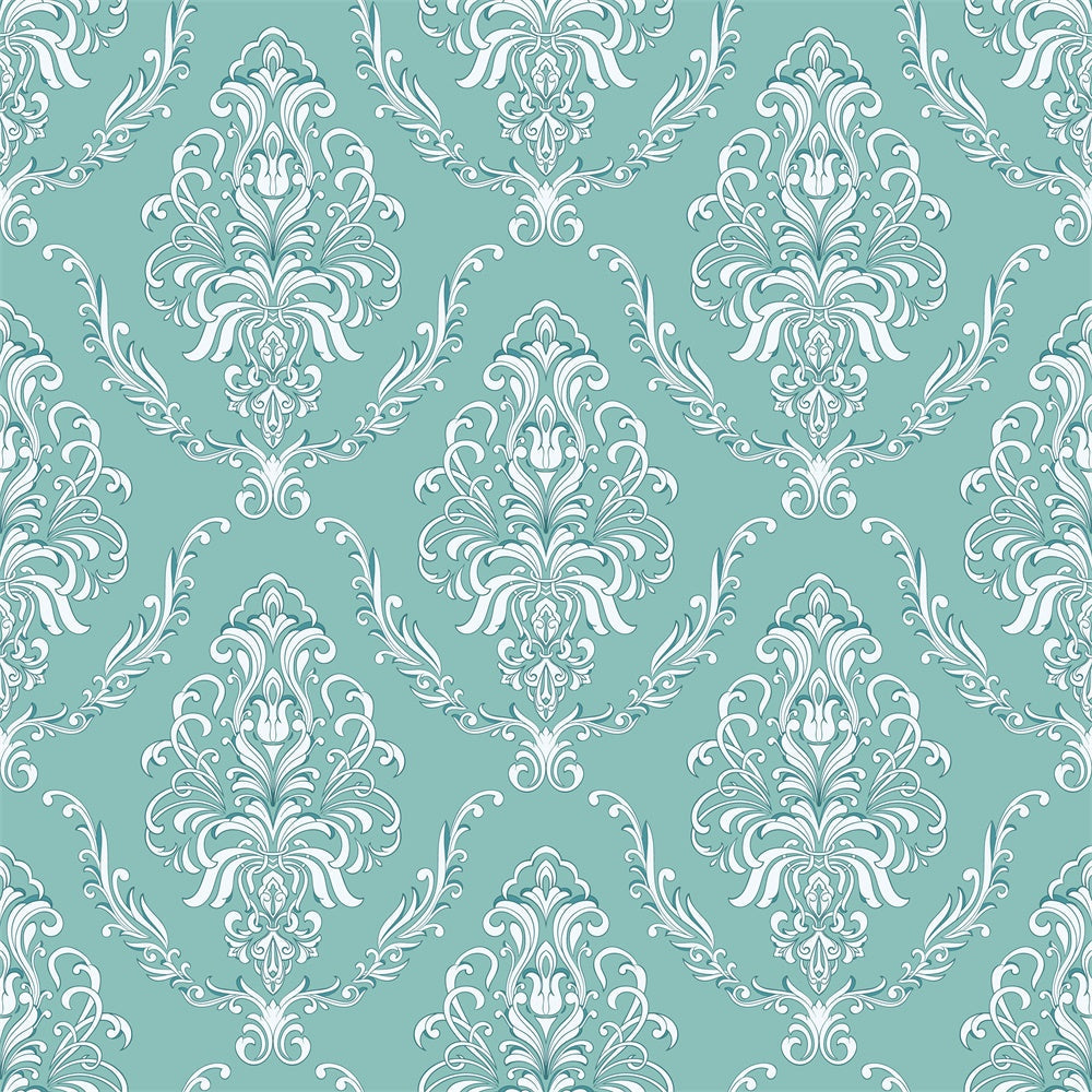 Damast Fotohintergrund Mintgrüner verschnörkelter Blumenhintergrund BRP12-617