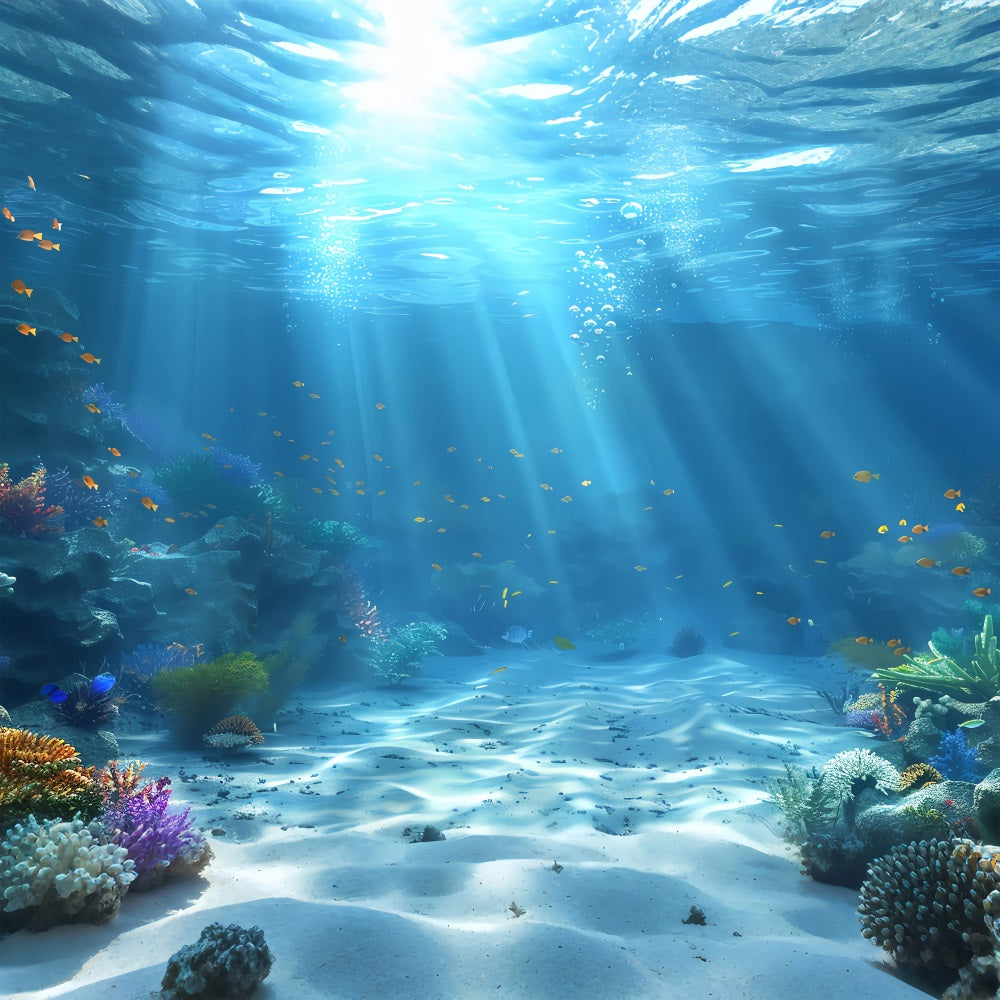 Mermaid Backdrop Vibrant Coral Reef Bunte Fische Backdrop BRP12-66