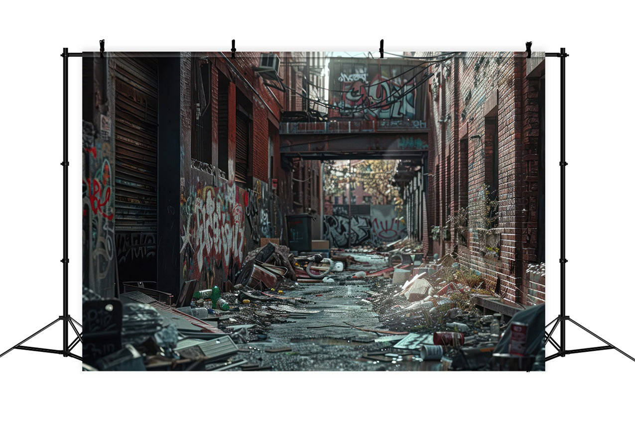 Architektur Hintergrund Graffiti Gasse Müll verstreut Hintergrund BRP12-667
