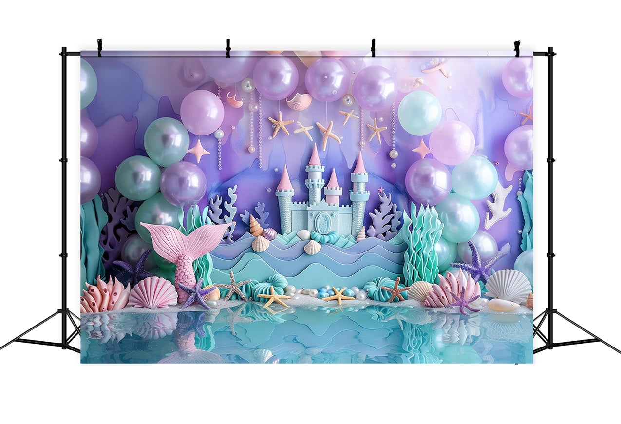 Meerjungfrau Backdrops Lila Ballon Schloss Party Backdrop BRP12-78