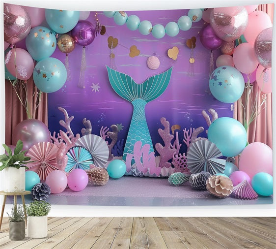 Meerjungfrau Party Backdrop Fantasy Ballon Dekor Backdrop BRP12-79