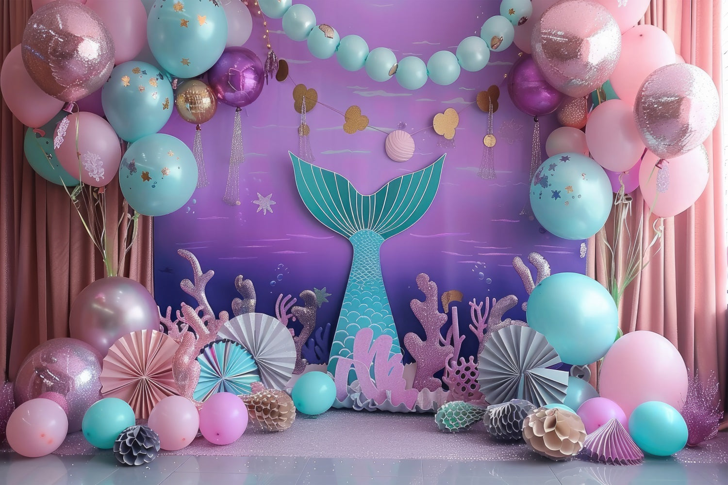 Meerjungfrau Party Backdrop Fantasy Ballon Dekor Backdrop BRP12-79