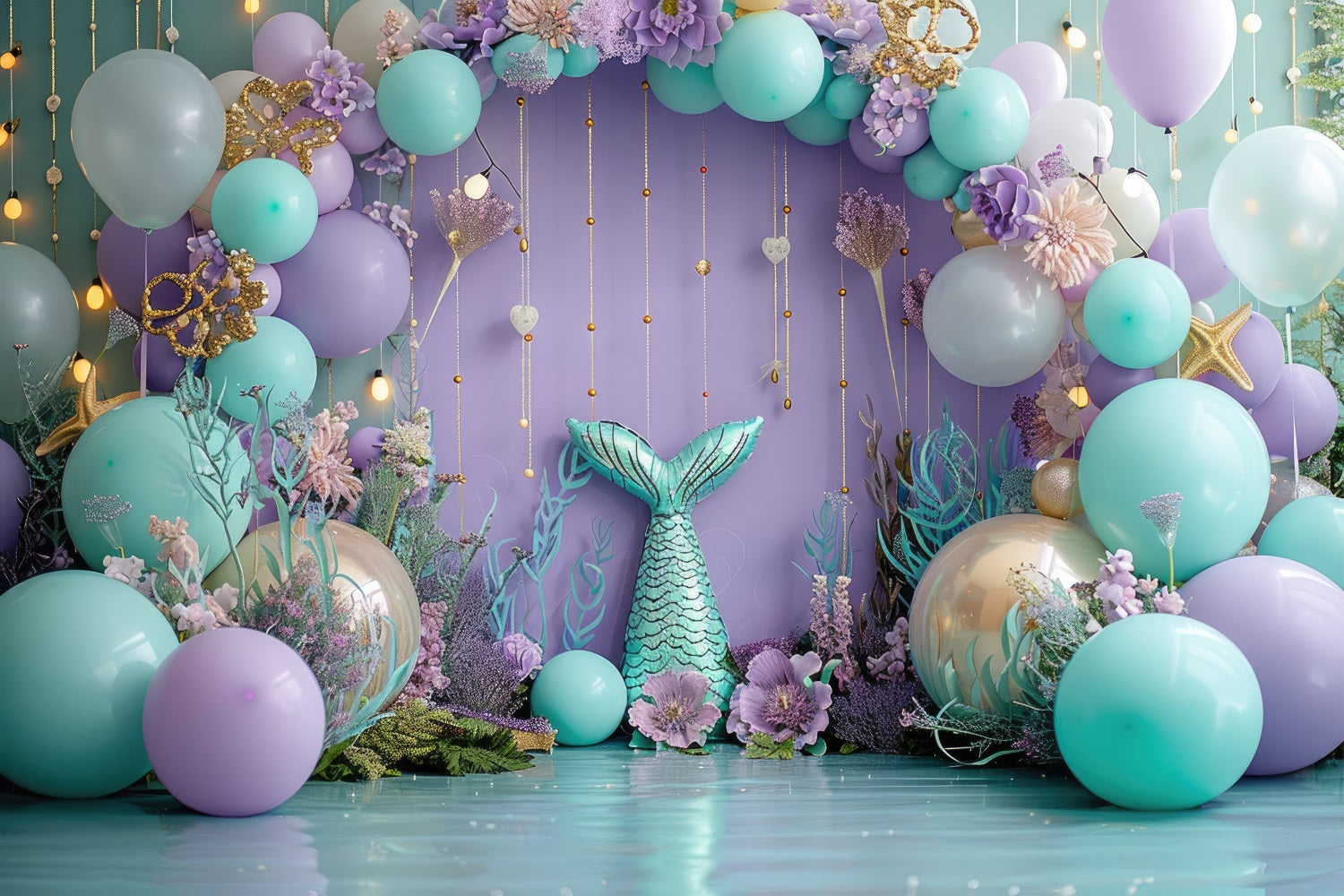 Meerjungfrau Thema Backdrop Ozean Party Bogen Ballon Backdrop BRP12-82