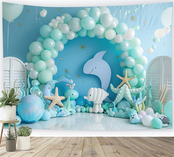 Meerjungfrau Party Backdrops Delightful Ocean Arch Ballon Backdrop BRP12-91