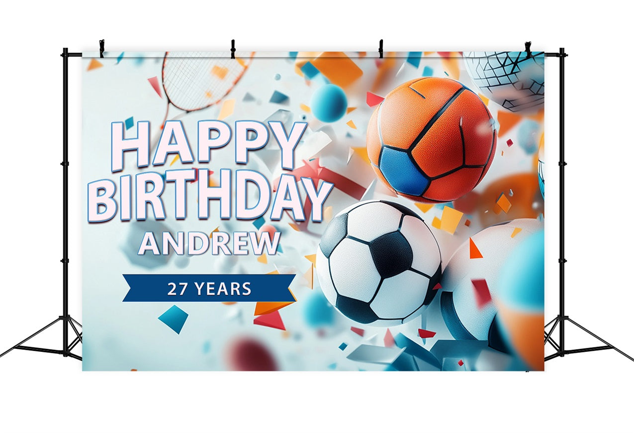 Benutzerdefinierte Backdrops für Geburtstage Sports Mania Celebration Backdrop BRP2-102