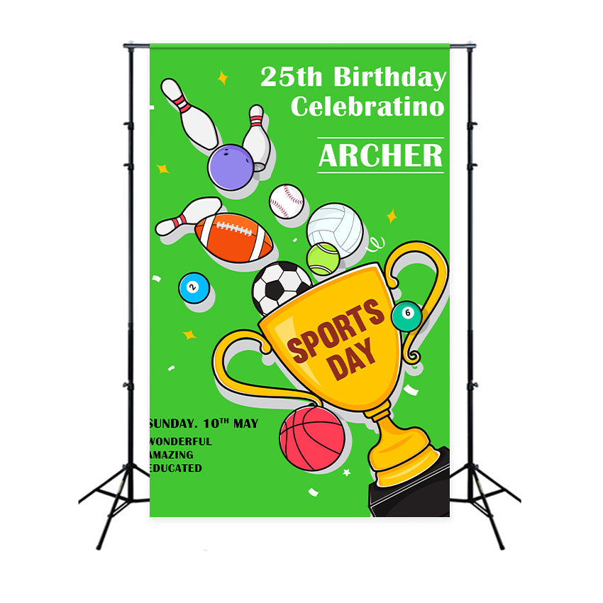 Custom Name Birthday Backdrop 25. Sport Champion Backdrop BRP2-104