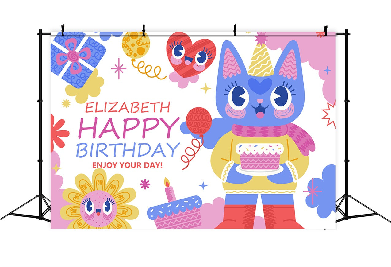 Benutzerdefinierte Geburtstag Backdrops Cute Cat Party Backdrop BRP2-108