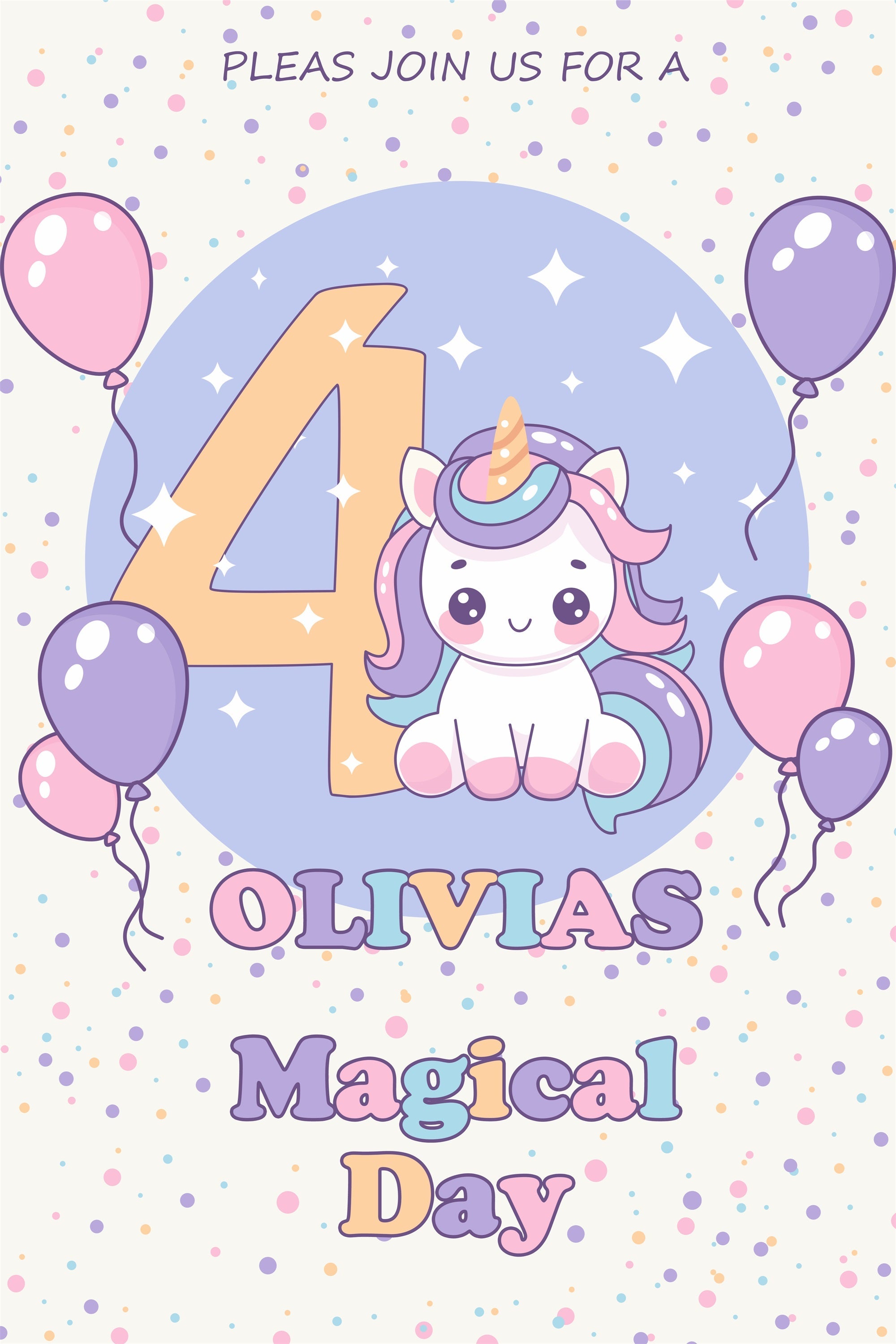Personalisierte Geburtstag Backdrop Einhorn 4. Ballon Backdrop BRP2-114