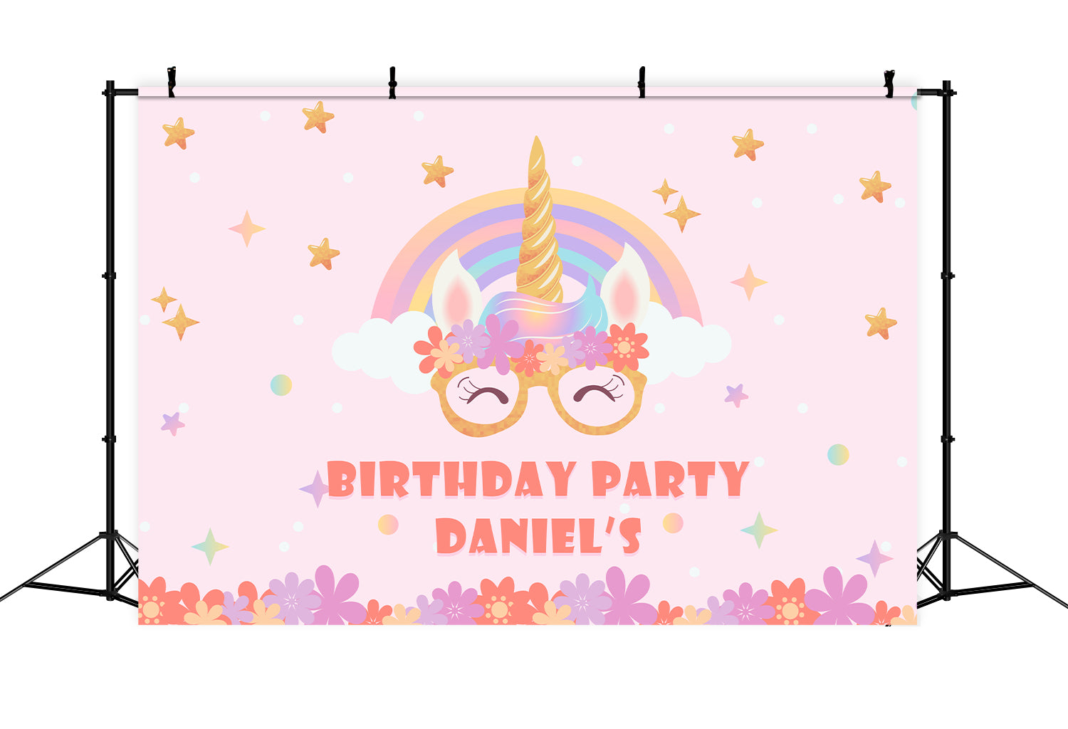 Custom Birthday Backdrops Regenbogen Einhorn Floral Backdrop BRP2-115