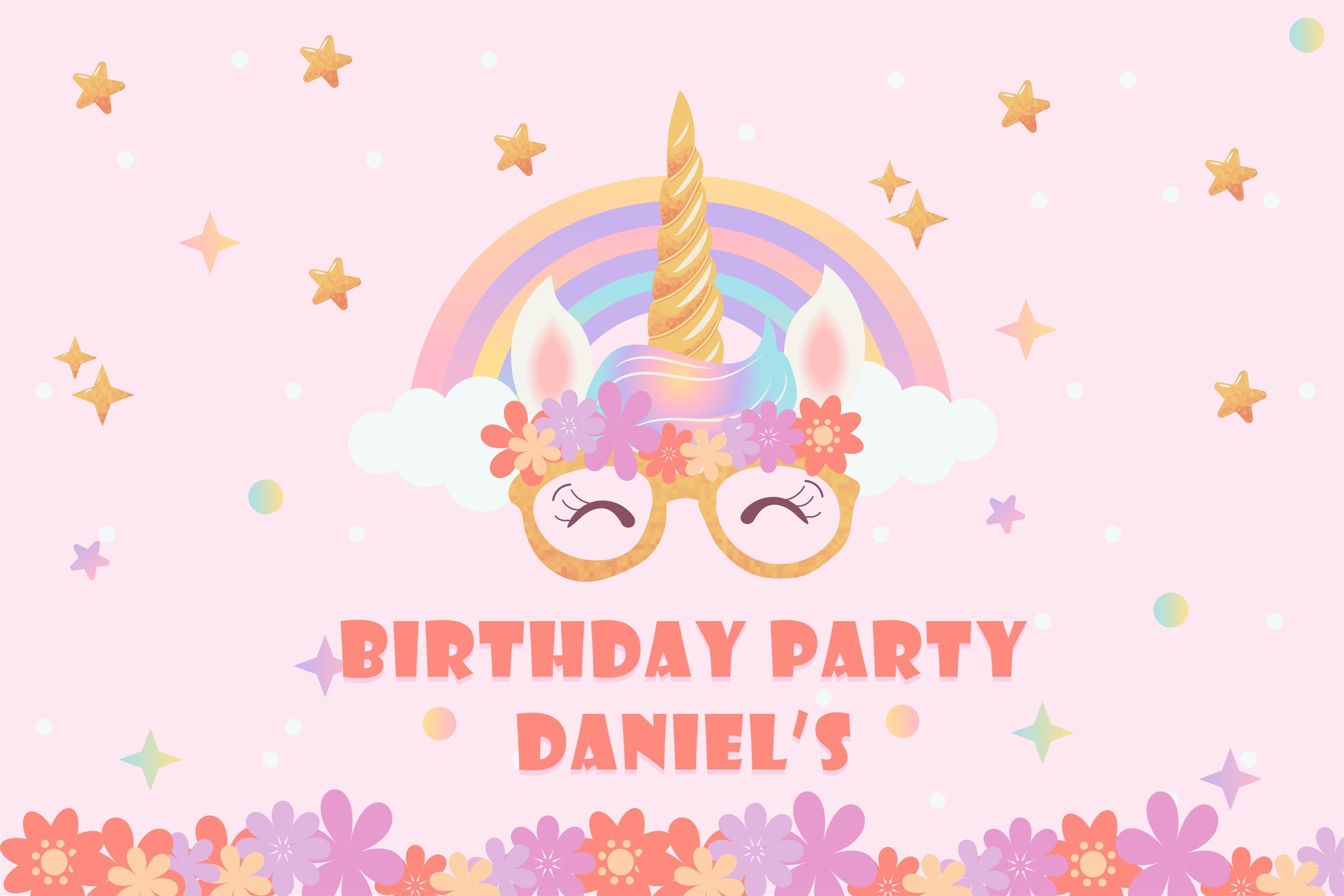 Custom Birthday Backdrops Regenbogen Einhorn Floral Backdrop BRP2-115