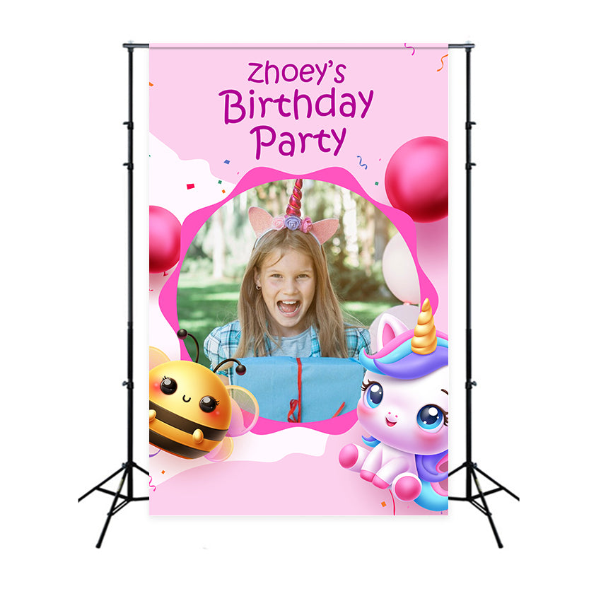 Benutzerdefinierte Geburtstag Backdrop Cute Einhorn Freunde Party Backdrop BRP2-117