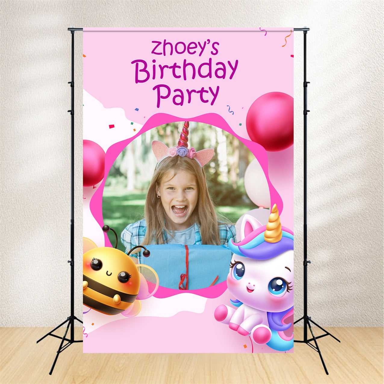 Benutzerdefinierte Geburtstag Backdrop Cute Einhorn Freunde Party Backdrop BRP2-117