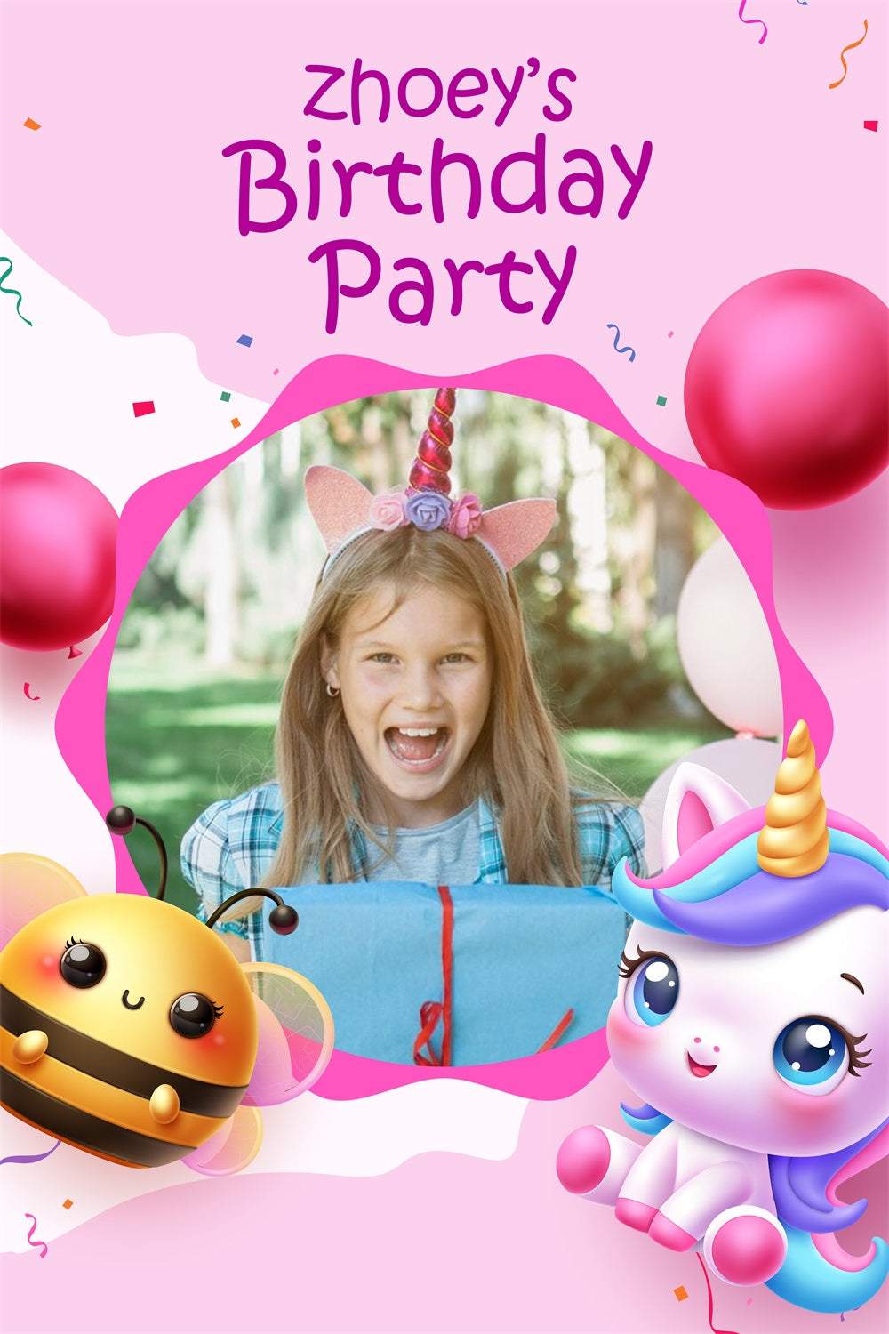 Benutzerdefinierte Geburtstag Backdrop Cute Einhorn Freunde Party Backdrop BRP2-117