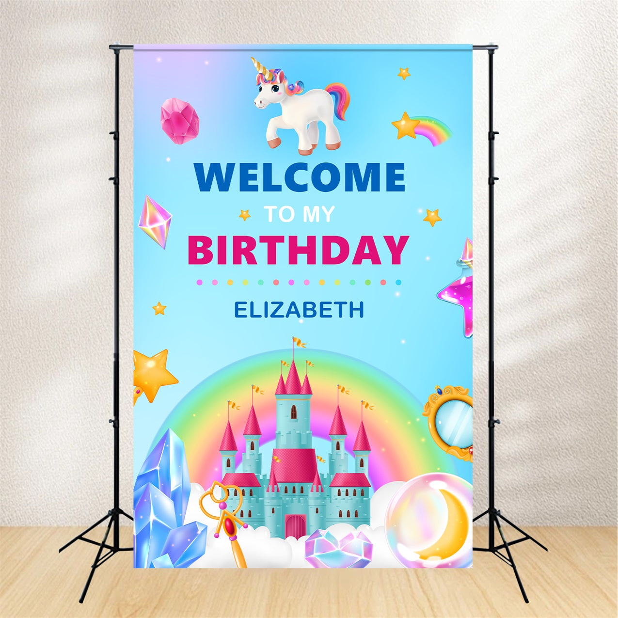 Custom Birthday Backdrop Magical Unicorn Castle Backdrop BRP2-119