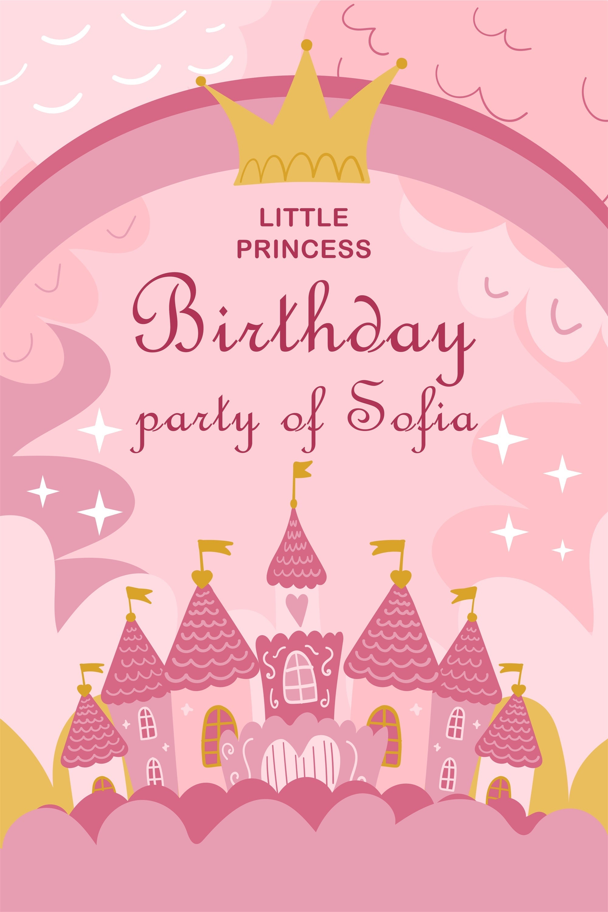 Custom Backdrop Geburtstag Pink Fairy Tale Castle Backdrop BRP2-120