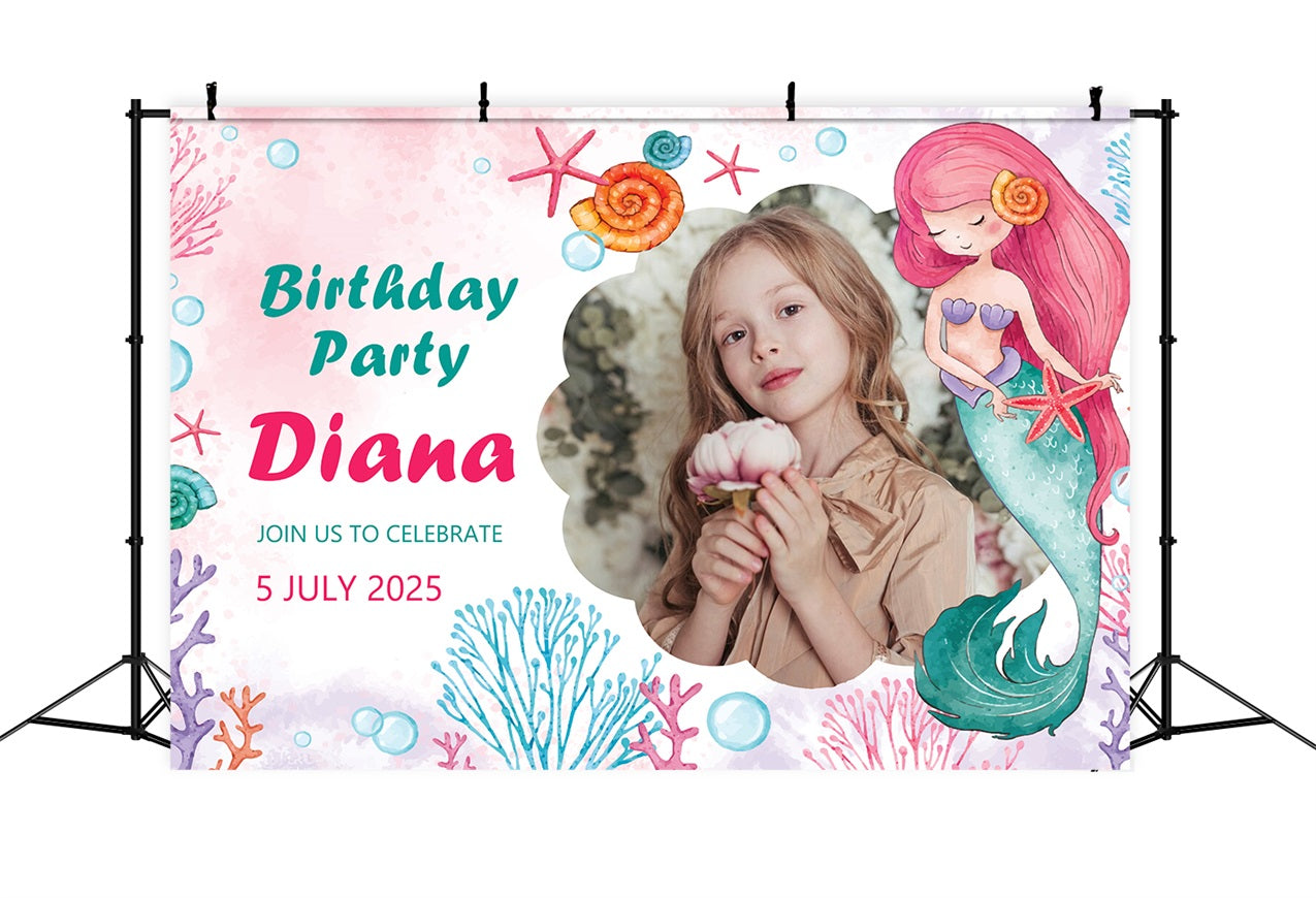 Personalisierte Backdrop Geburtstag Unterwasser Meerjungfrau Party Backdrop BRP2-122