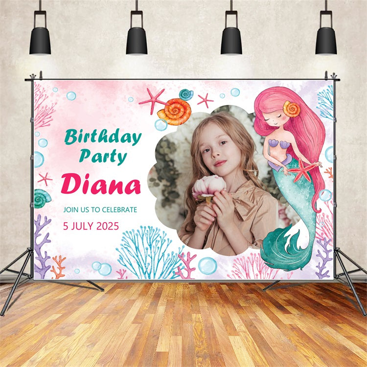 Personalisierte Backdrop Geburtstag Unterwasser Meerjungfrau Party Backdrop BRP2-122