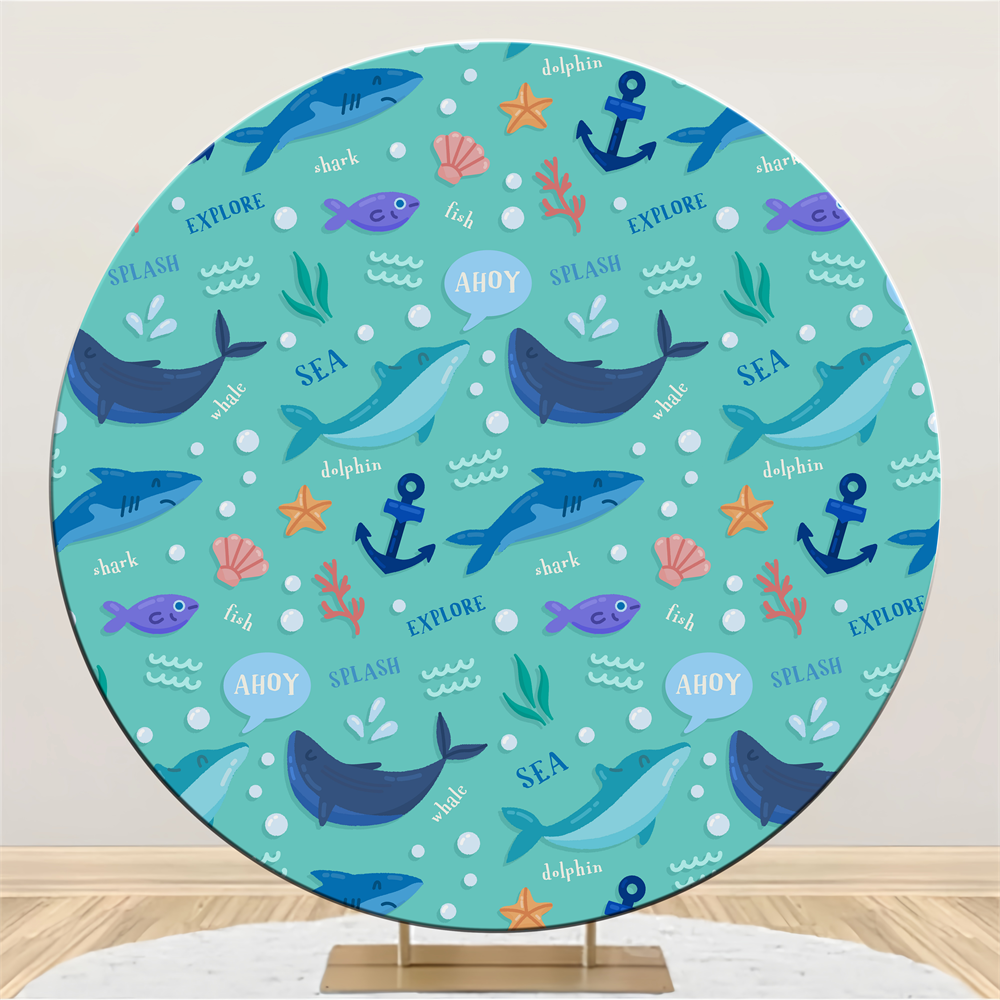 Personalisierte Geburtstag Backdrops Ozean Abenteuer Marine Runde Backdrop BRP2-126