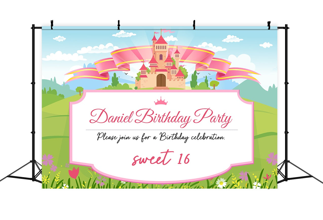 Benutzerdefinierte Geburtstag Backdrop Sweet 16 Castle Theme Backdrop BRP2-131